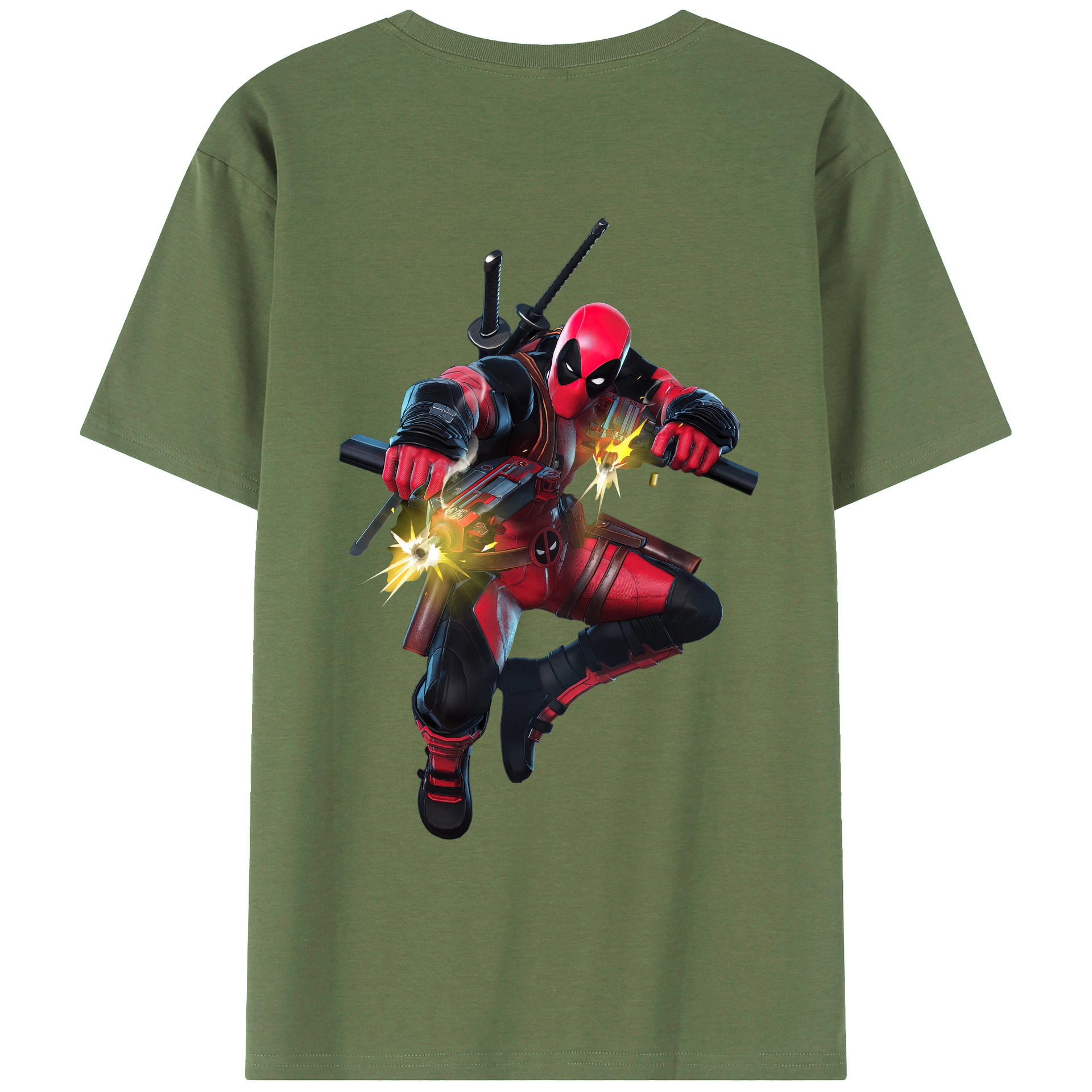 （画像用） Deadpool デッドプール 綿100％ メンズ半袖Tシャツ（バックプリント） 通気性